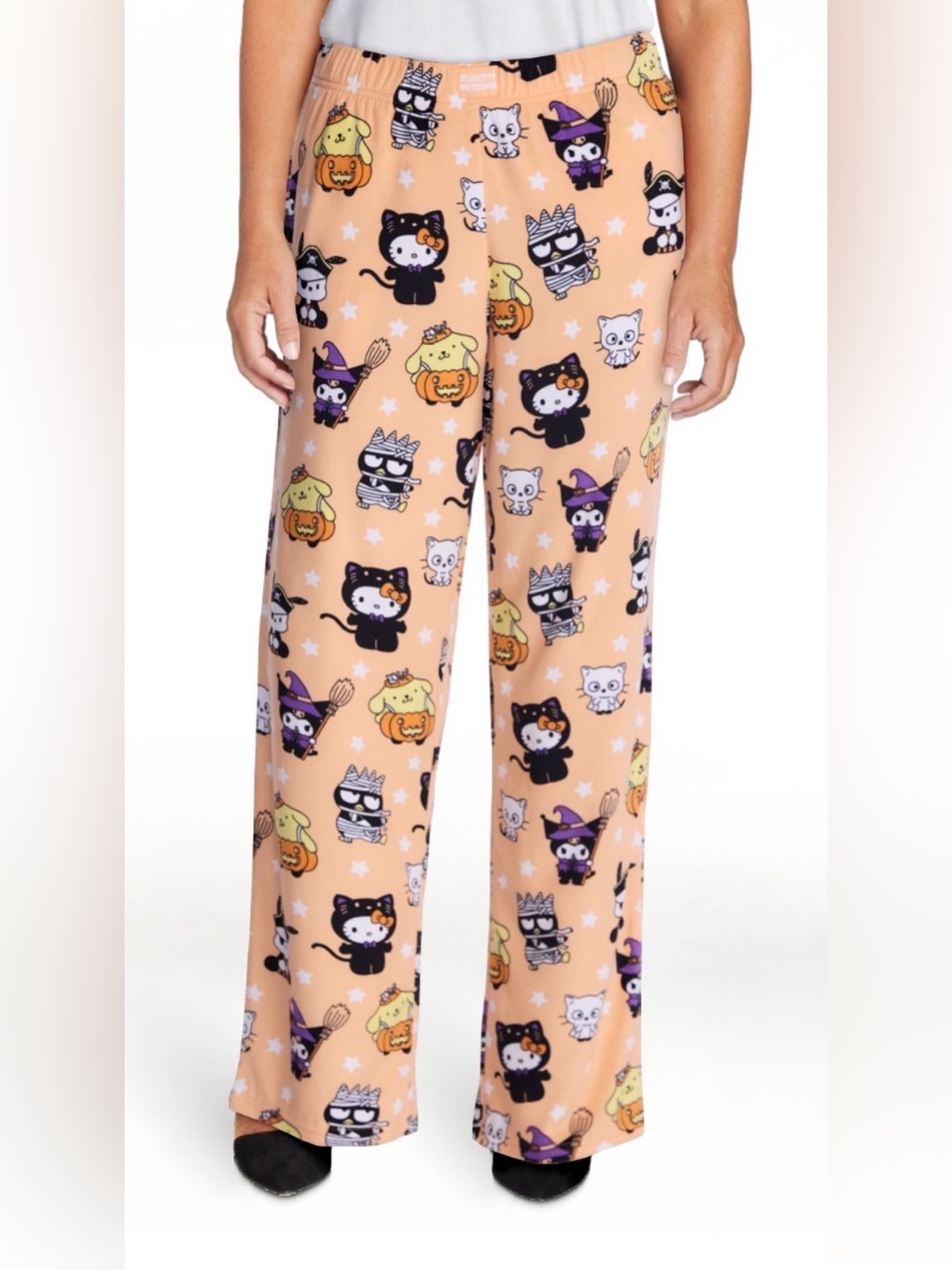 Hello Kitty Women’s Halloween *Peach/Black Cat* Velour Sleep Pants